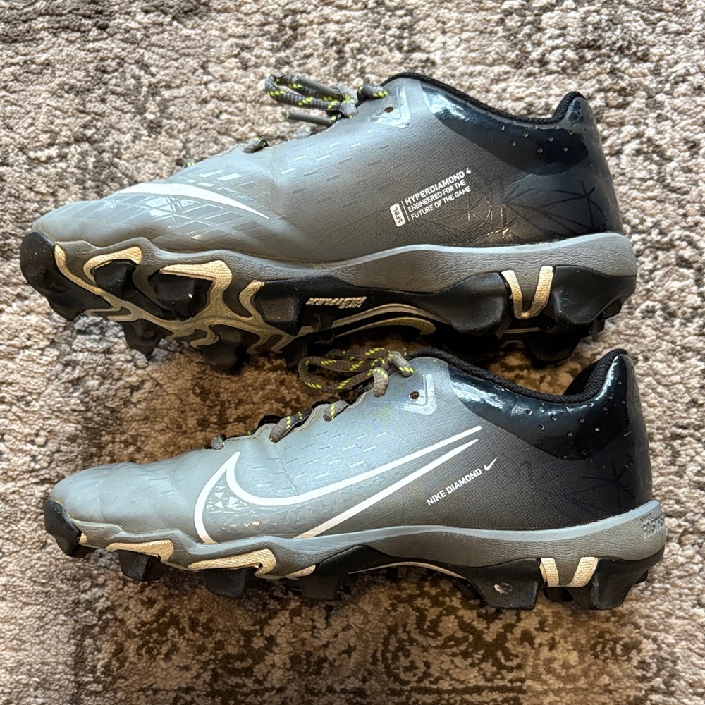 Nike Hyperdiamond Black and Gray Cleats worn for one season